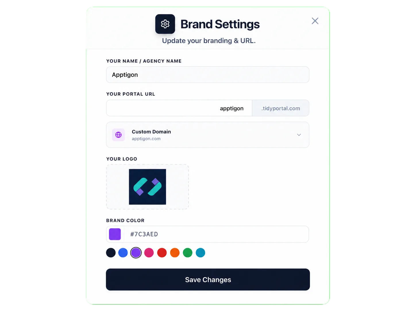 Tidy Portal: Set up your brand
